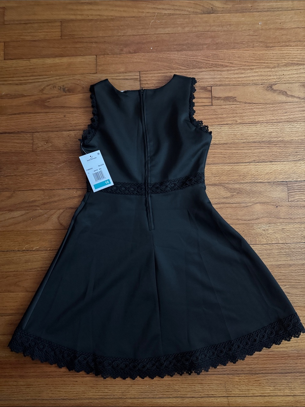 Rare Editions Girl’s Black Lace-Trim Formal A-Line Dress NWT - Picture 6 of 6
